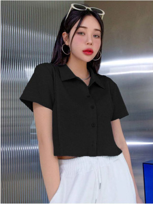 Solbiza Women Checkered Casual Black Shirt