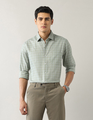 ARROW Men Checkered Casual Green Shirt