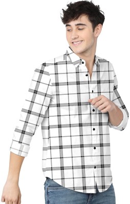 HASINI Fashion Men Checkered Casual Black, White Shirt