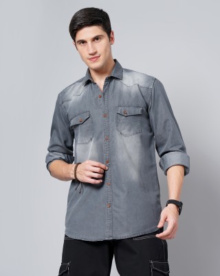 GRANDSTITCH Men Solid Casual Grey Shirt