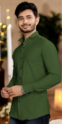 gurukrupa creation Men Solid Casual Green Shirt