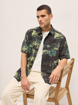 THE BEAR HOUSE Men Printed Casual Green Shirt