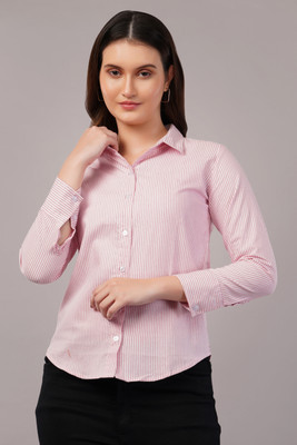 EVERSOFT FLOW Women Striped Casual Pink Shirt