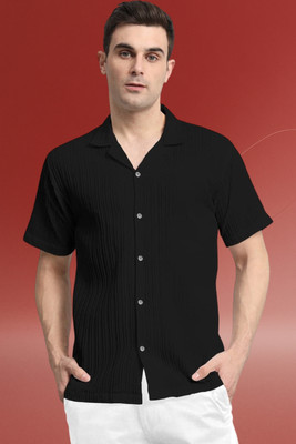 A Dearise Men Self Design Casual Black Shirt