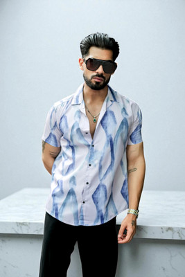 Aarvi Trendzz Men Solid, Printed Casual White, Blue Shirt