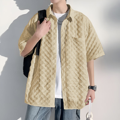 Balkrishna Creation Men Self Design Casual Beige Shirt