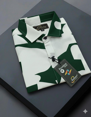 Radiance Creation Men Printed Casual Green Shirt