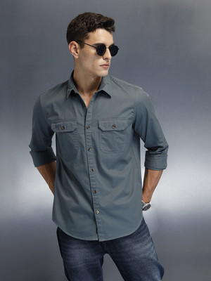 WROGN Men Washed Casual Blue Shirt
