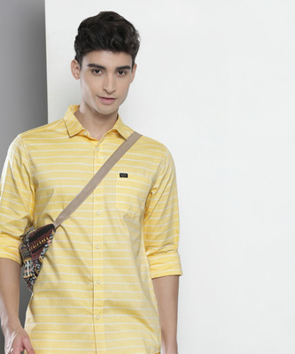 The Indian Garage Co. Men Striped Casual Yellow Shirt