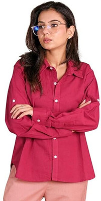 BADH PIPALI Women Solid Casual Maroon Shirt