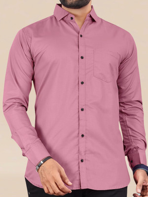 NIVICK Men Solid Formal Pink Shirt