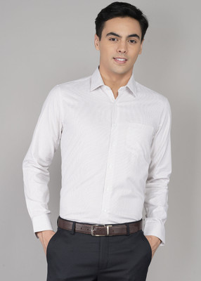 VAN HEUSEN Men Striped Formal Brown Shirt