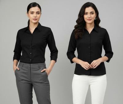 Prieto Women Solid Formal Black Shirt