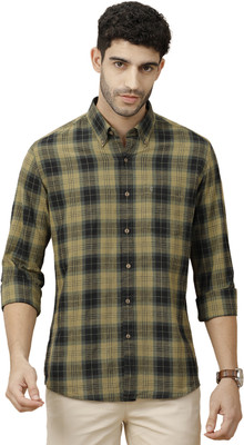 CAVALLO BY LINEN CLUB Men Checkered Casual Green Shirt
