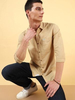 Wrangler Men Solid Casual Beige Shirt