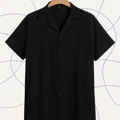 Dharamraj Fashion Men Self Design Casual Black Shirt