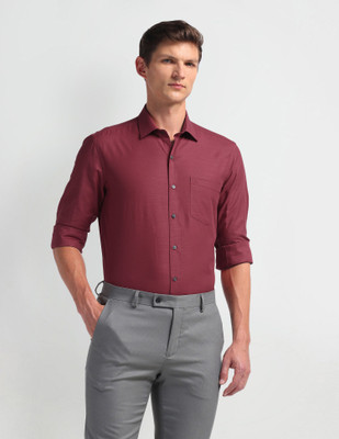 ARROW Men Solid Formal Red Shirt