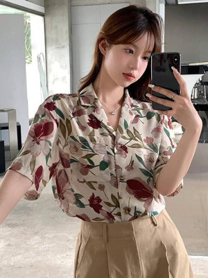KALLAXI Women Printed Casual Multicolor Shirt
