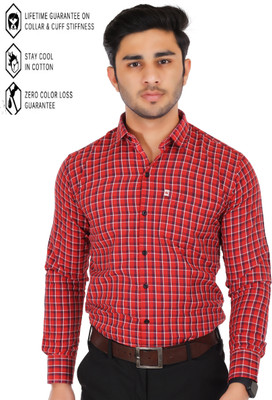 Marc Laurent Men Checkered Casual Red Shirt