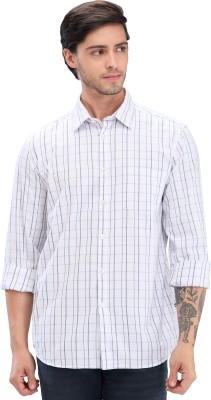 PARX Men Checkered Casual White Shirt