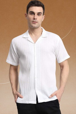 Dharamraj Fashion Men Self Design Casual White Shirt
