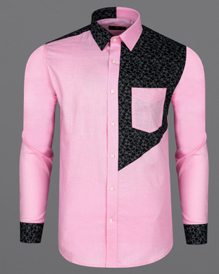 french crown Men Printed Casual Pink Shirt