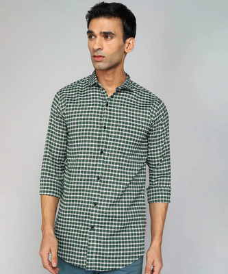 STONEBERG Men Checkered Casual Green, White Shirt