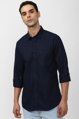 PETER ENGLAND Men Printed Casual Dark Blue Shirt