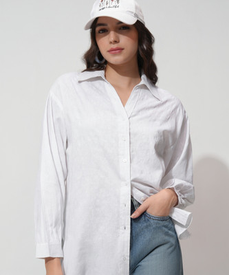 Tokyo Talkies Women Solid Casual White Shirt