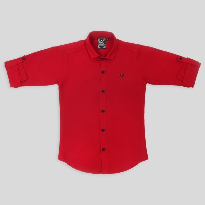 MashUp Boys Self Design Casual Red Shirt