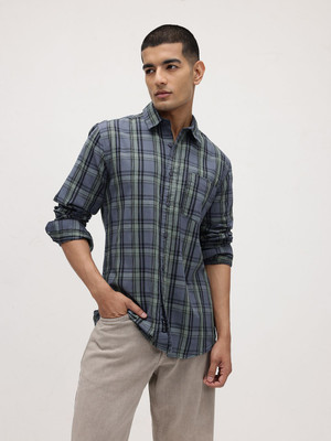 Roadster Men Checkered Casual Blue Shirt