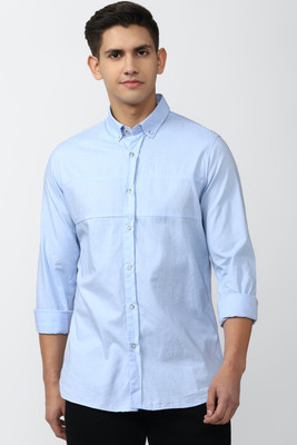 PETER ENGLAND Men Solid Casual Light Blue Shirt