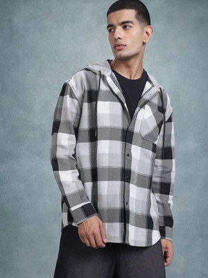 Roadster Men Checkered Casual Black Shirt