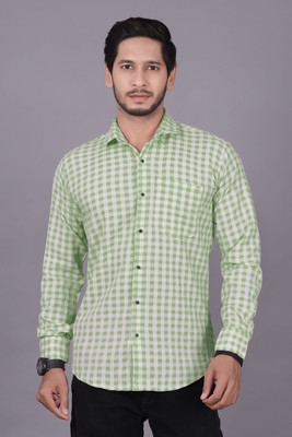 PEARL OCAN Men Self Design Casual Green Shirt