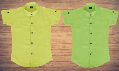 Kuwarshah Boys Solid Casual Light Green Shirt(Pack of 2)