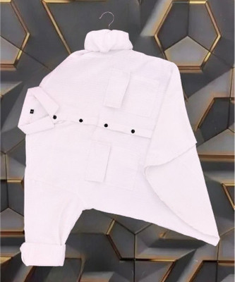 SHFASHION Men Solid Casual White Shirt