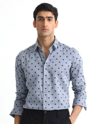 RARE RABBIT Men Printed Casual Blue Shirt