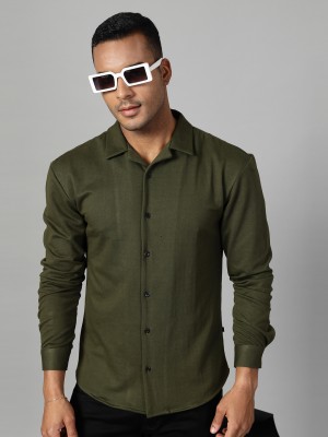 RIGO Men Solid Casual Green Shirt