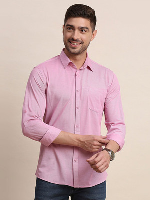 Moda Rapido Men Solid Casual Pink Shirt