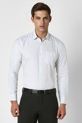 PETER ENGLAND Men Striped Formal White Shirt