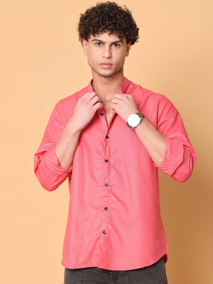 ANP BIHARIKA Men Solid Casual Pink Shirt