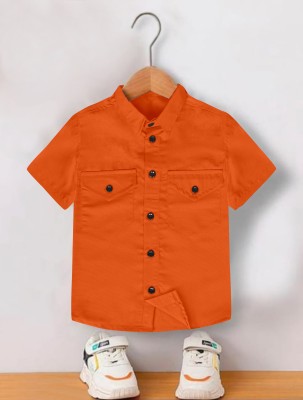 DEMON NEROPI Boys Solid Casual Orange Shirt