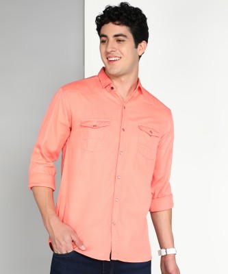 KUONS AVENUE Men Solid Casual Orange Shirt