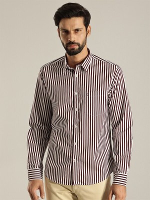 INDIAN TERRAIN Men Striped Casual Brown Shirt