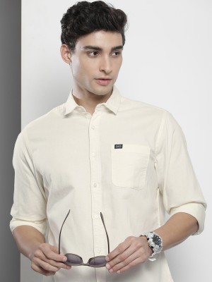 The Indian Garage Co. Men Solid Casual Cream Shirt