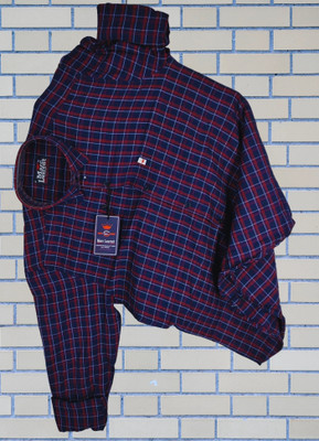 Tiki ties Men Checkered Casual Blue, Red Shirt