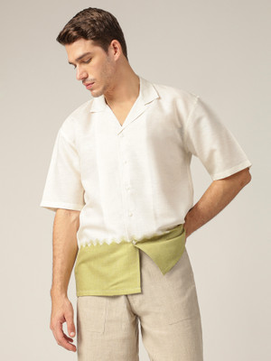 DENNISON Men Color Block Casual White Shirt