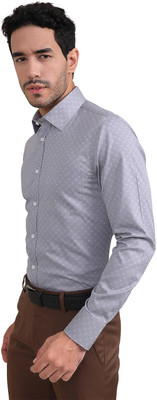 LOUIS STITCH Men Printed Formal Grey Shirt