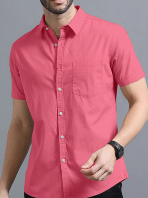 DIMMY Men Solid Casual Pink Shirt