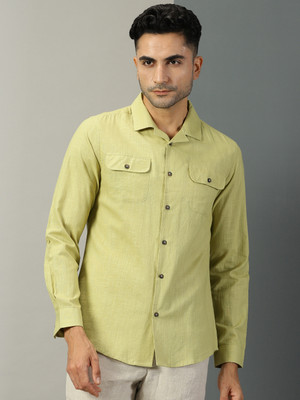THOMAS SCOTT Men Solid Casual Green Shirt